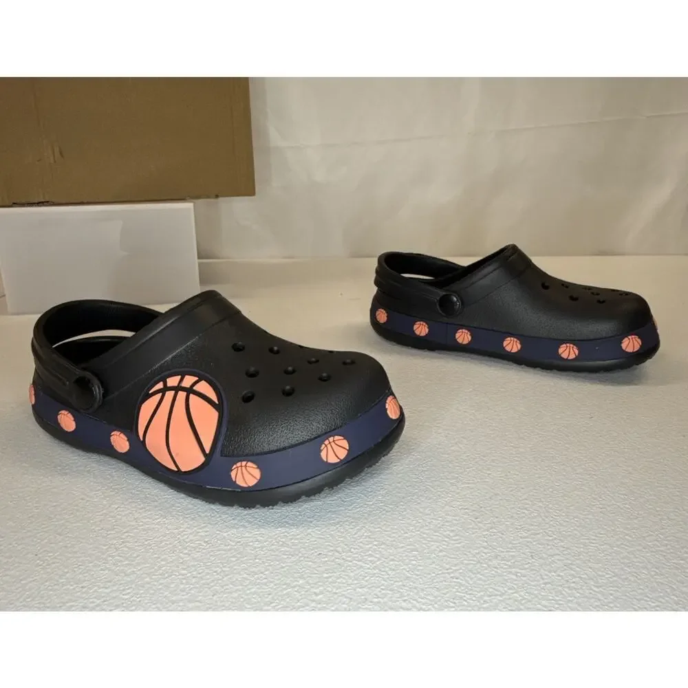 Basketball Foam Clogs Slides Graphic Water Shoes Black Kids Size 1